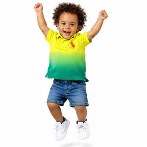 Ralph Lauren Toddler Boys Yellow Green Polo Shirt Pony Logo Cotton Pique